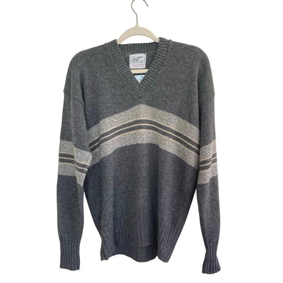 Vintage Sportwear Heather Gray V Neck Sweater - Picture 1 of 4